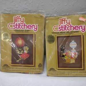 2 Jiffy Stitchery vintage needlepoint kits